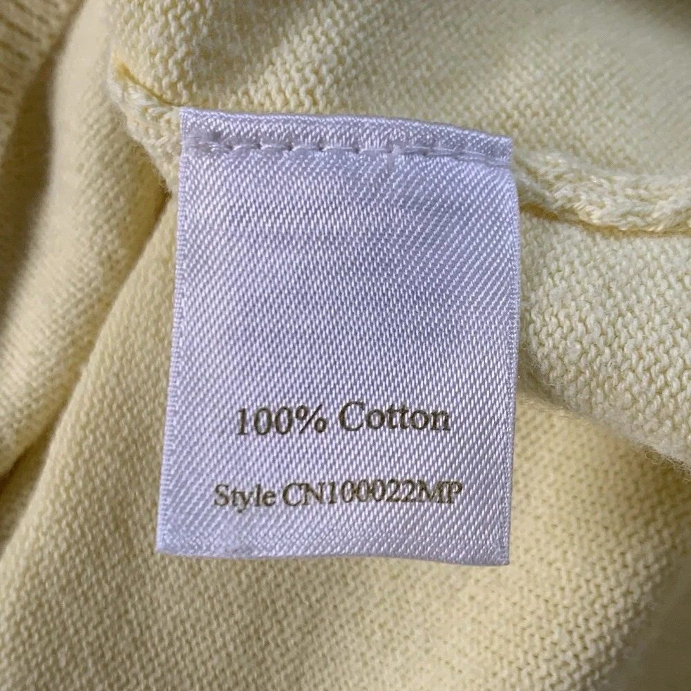 VTG Caslon Women's Petite Mp Butter Yellow 3/4 Sleeve Cotton Argyle‎ Cardigan